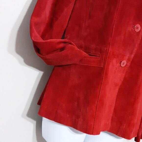Vintage liz Clairbone suede jacket coat women SP red event holiday Y2K retro - Picture 4 of 15